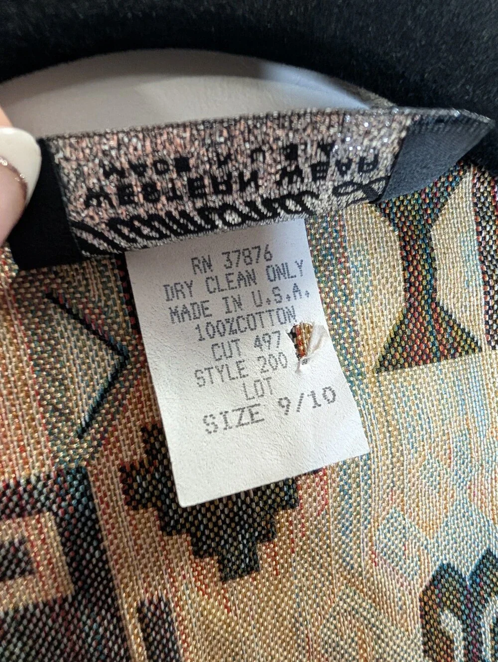 Diamond L Western Wear Southwestern Tapestry Tie Vest Made in USA - Picture 4 of 6